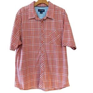 Cova XL Men’s Red Plaid Cotton Blend Short Sleeve Casual Button Collar Shirt